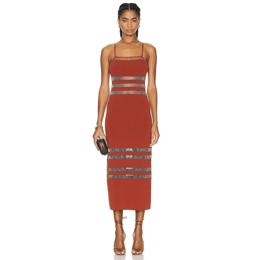 Cult Gaia Womens Olitan Knit Midi Dress Tannin Size‎ XS